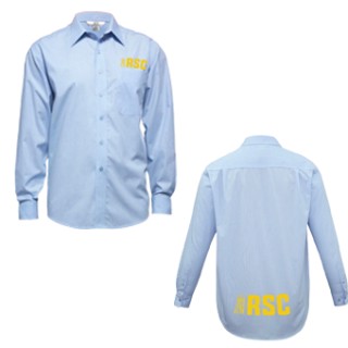 Mens Micro Check Long Sleeve Shirt:Sky with RSC Left Chest + Centre Lower Back