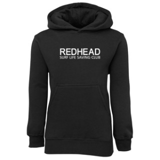 Kids Fleecy Hoodie:Black with Redhead Surf Club